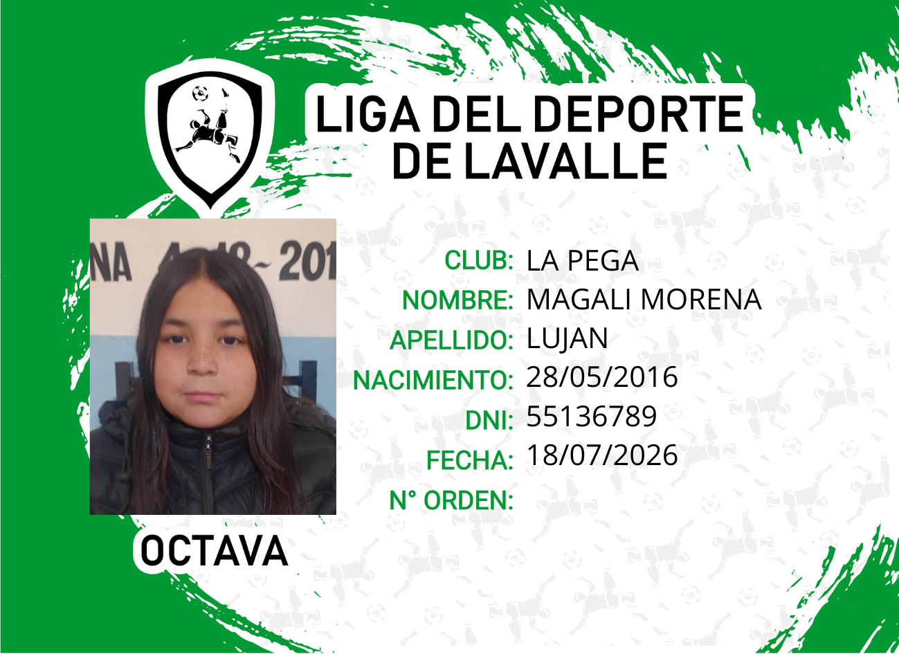 Foto carnet LUJAN MAGALI MORENA 