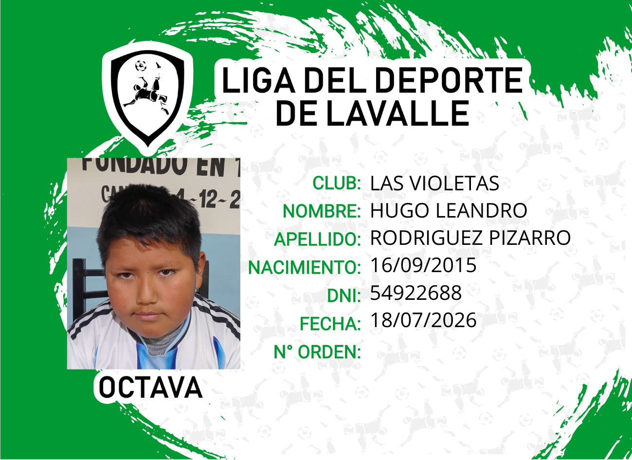 Foto carnet RODRIGUEZ PIZARRO HUGO LEANDRO