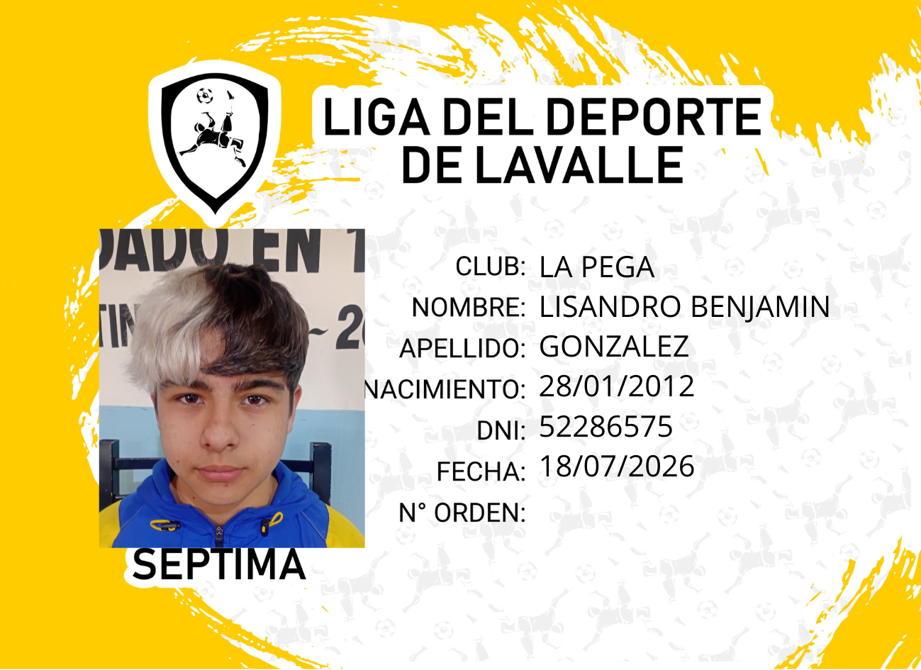 Foto carnet GONZALEZ LISANDO BENJAMIN