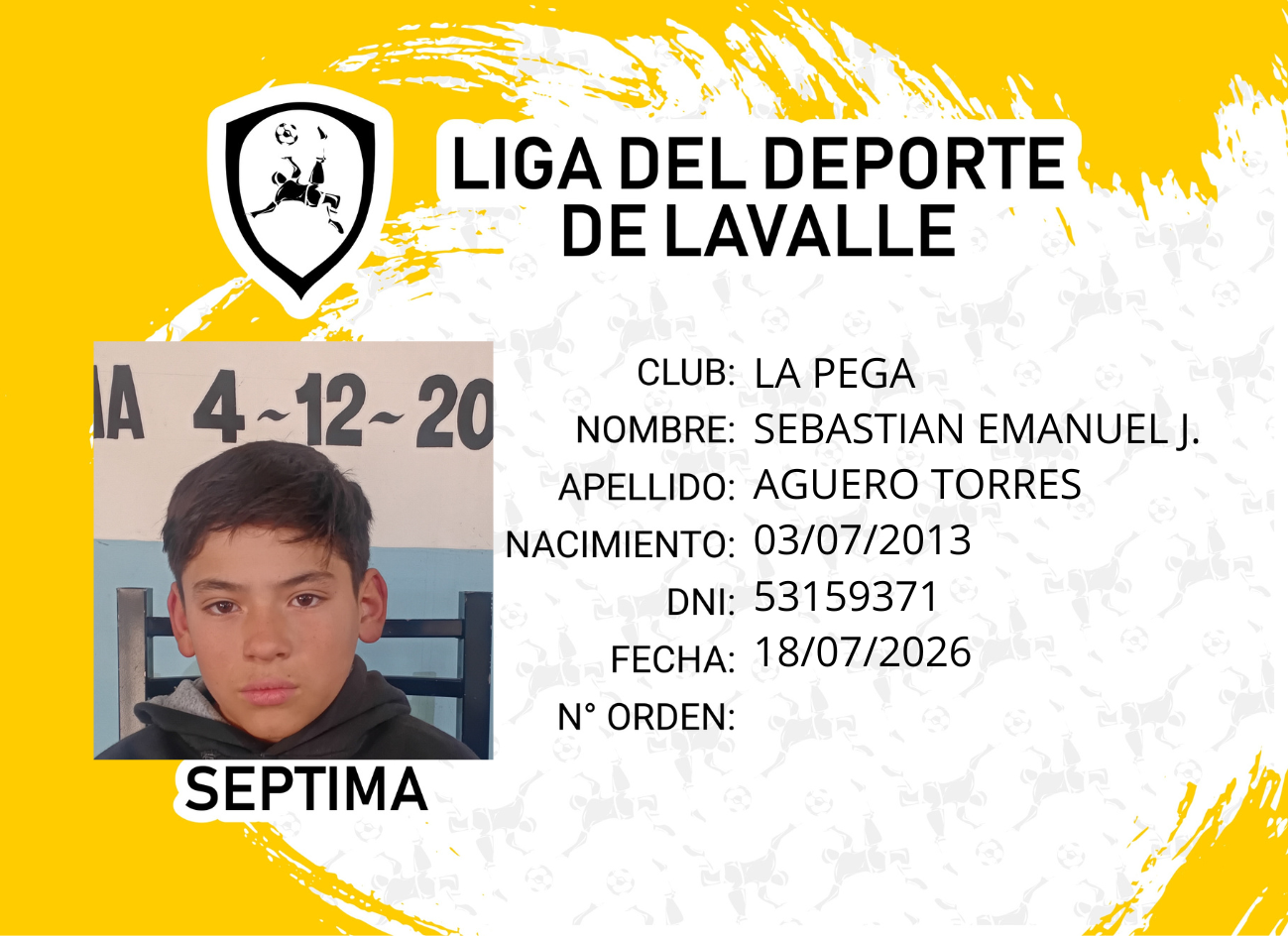 Foto carnet AGUERO TORRES SEBASTIAN EMANUEL