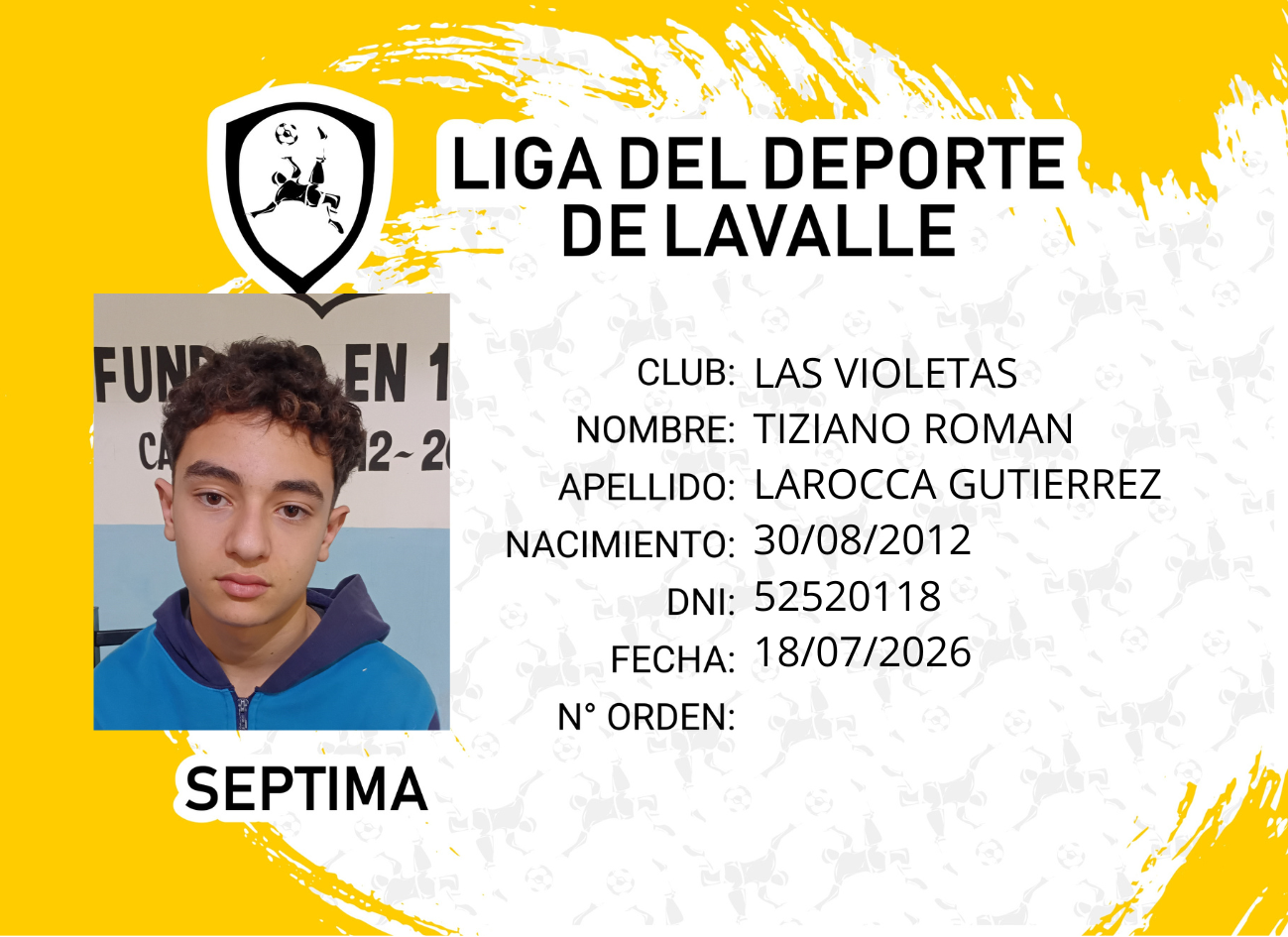 Foto carnet LAROCCA GUTIERREZ TIZIANO ROMAN
