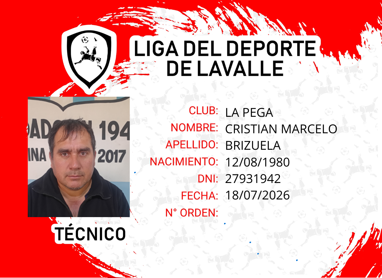 Foto carnet BRIZUELA CRISTIAN MARCELO