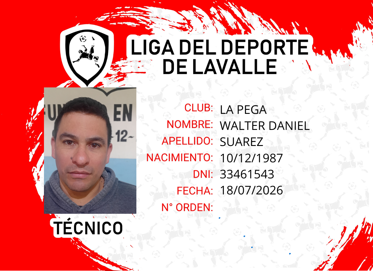 Foto carnet SUAREZ WALTER DANIEL