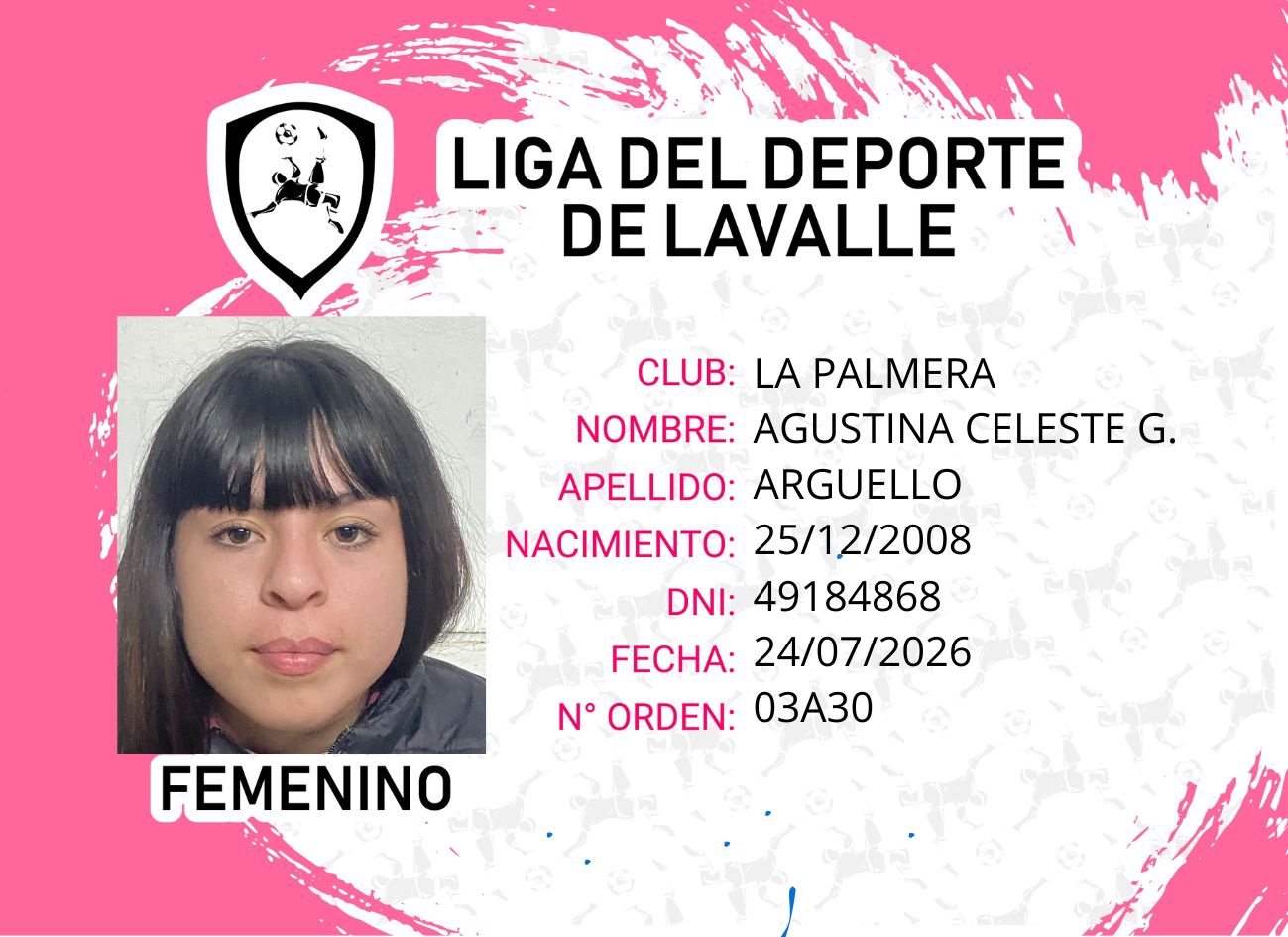 Foto carnet ARGUELLO AGUSTINA CELESTE