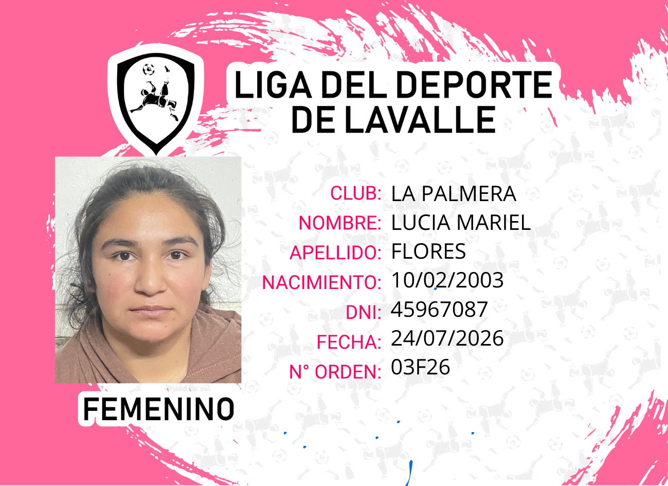 Foto carnet FLORES LUCIA MARIEL 