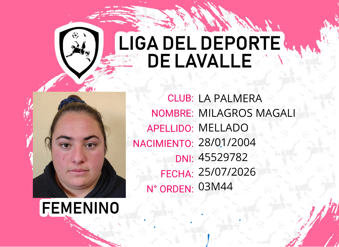 Foto carnet MELLADO MILAGROS MAGALI