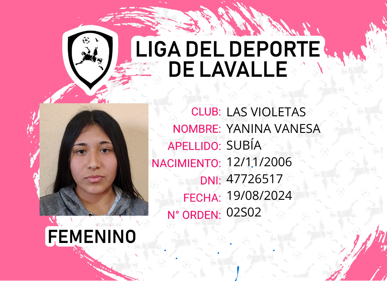 Foto carnet SUBIA YANINA VANESA