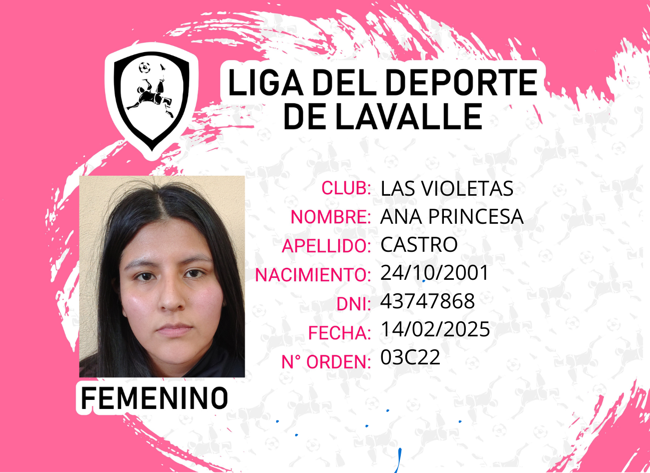 Foto carnet CASTRO ANA PRINCESA
