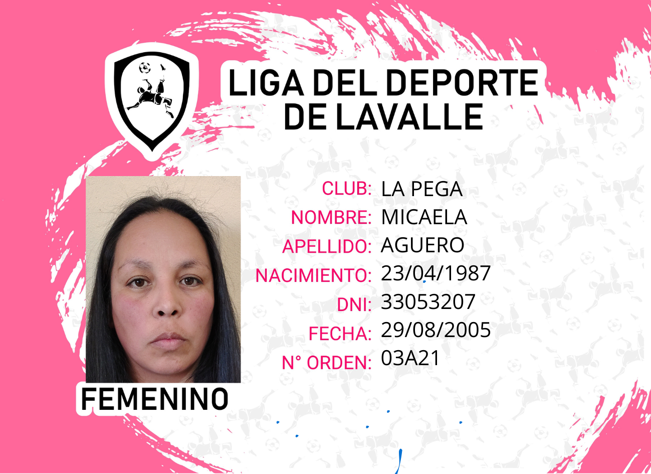 Foto carnet AGUERO MICAELA