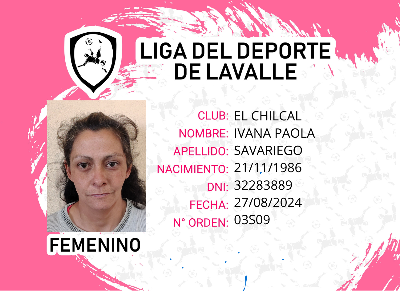 Foto carnet SAVARIEGO IVANA PAOLA 