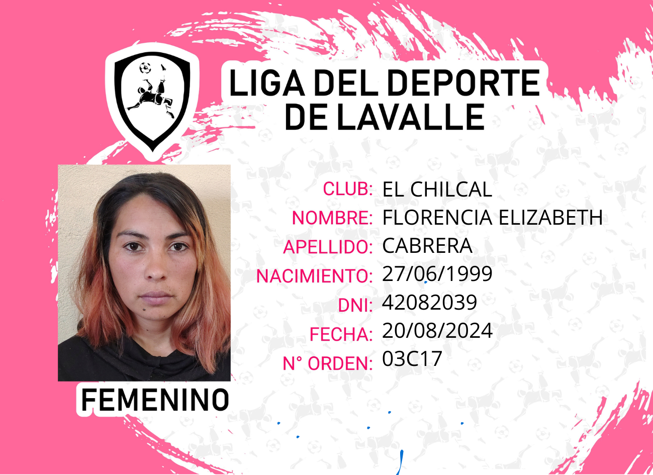 Foto carnet CABRERA FLORENCIA ELIZABETH