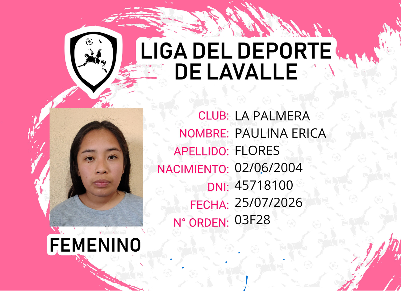 Foto carnet FLORES PAULINA ERICA