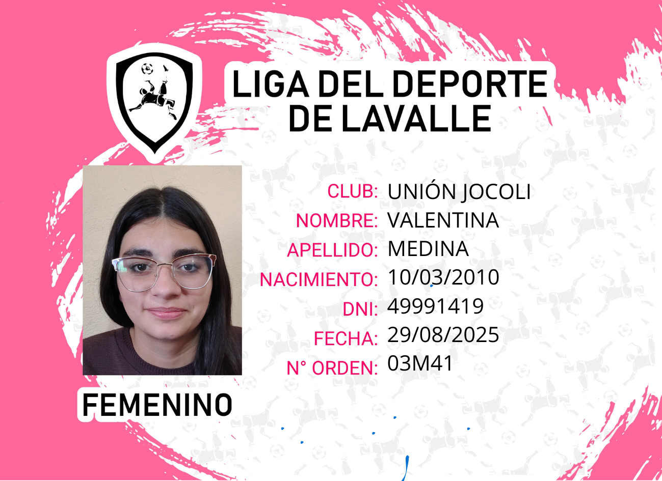 Foto carnet MEDINA VELENTINA 