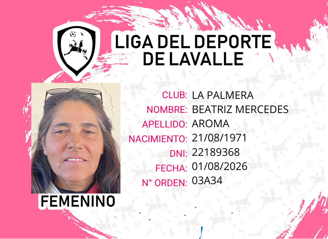 Foto carnet AROMA BEATRIZ MERCEDES