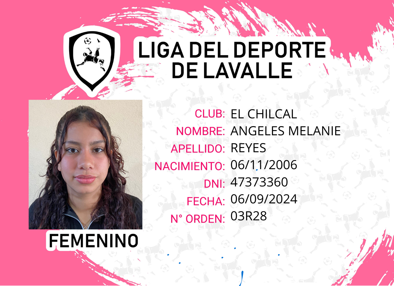 Foto carnet REYES ANGELES MELANIE