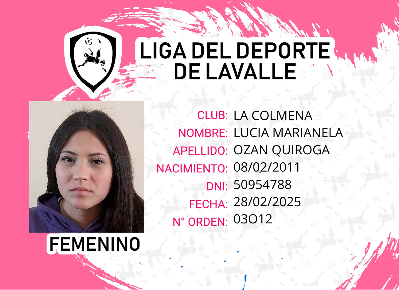 Foto carnet OZAN QUIROGA LUCIA MARIANELA