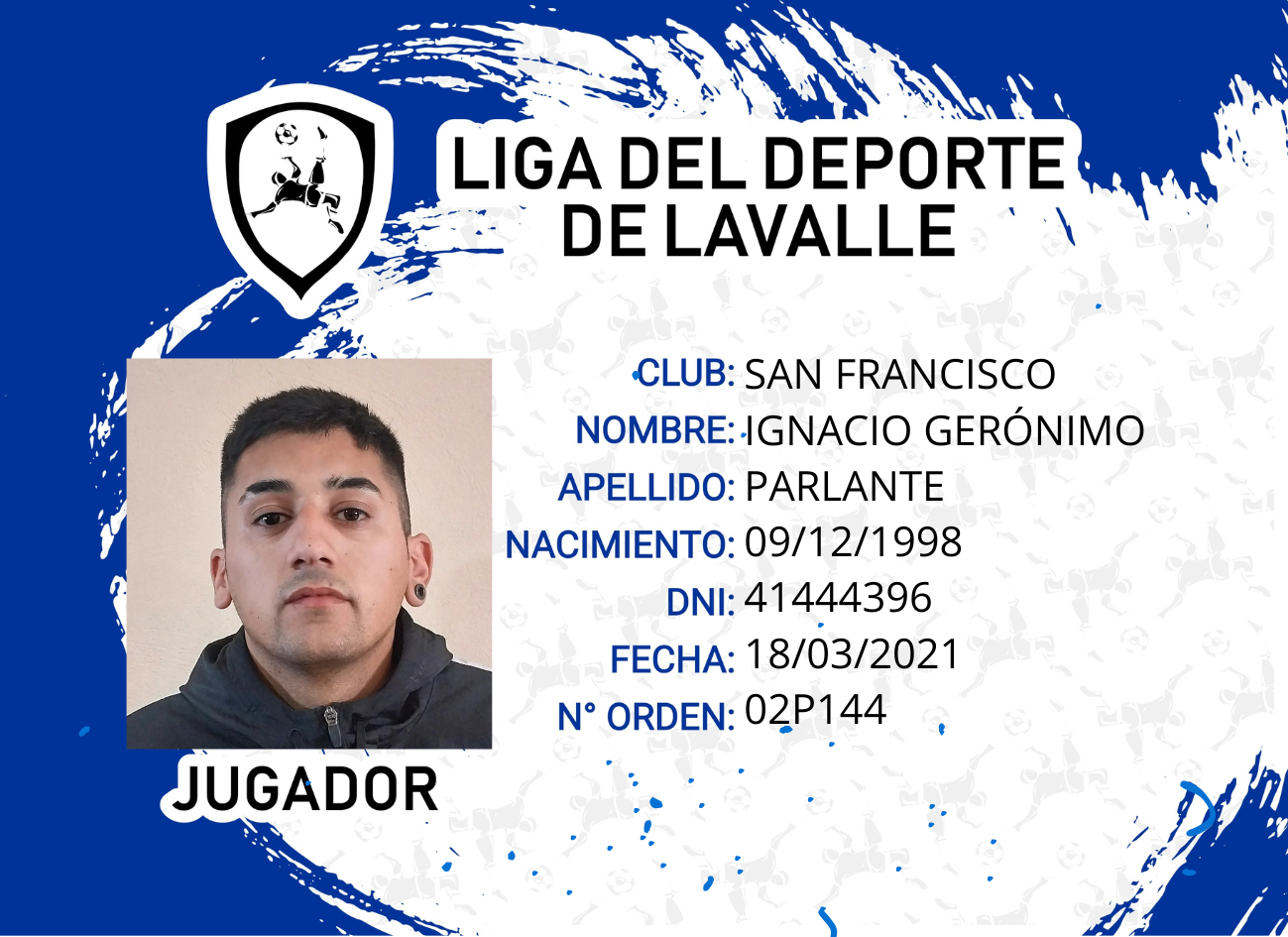 Foto carnet PARLANTE IGNACIO GERÓNIMO