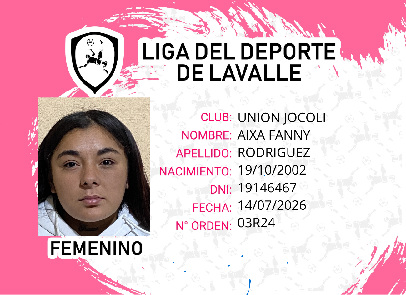 Foto carnet RODRIGUEZ, AIXA FANNY