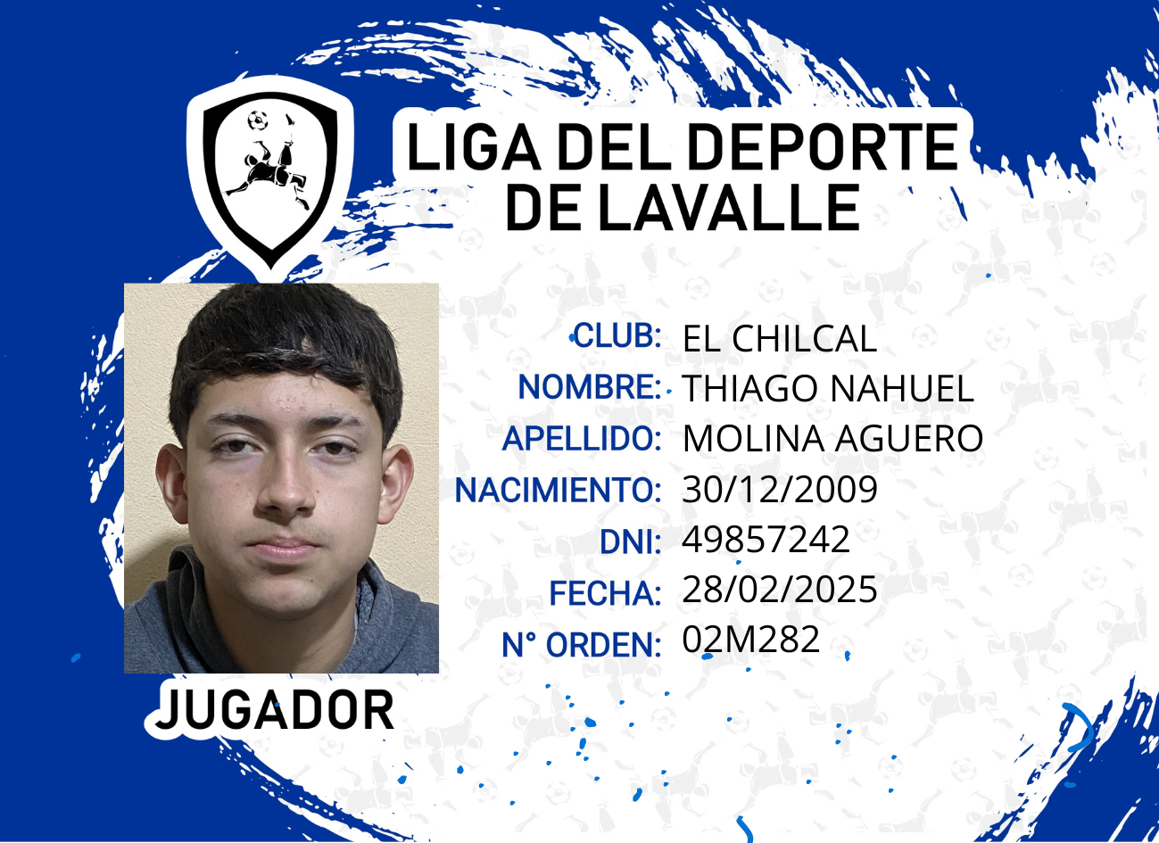 Foto carnet MOLINA AGUERO, THIAGO NAHUEL