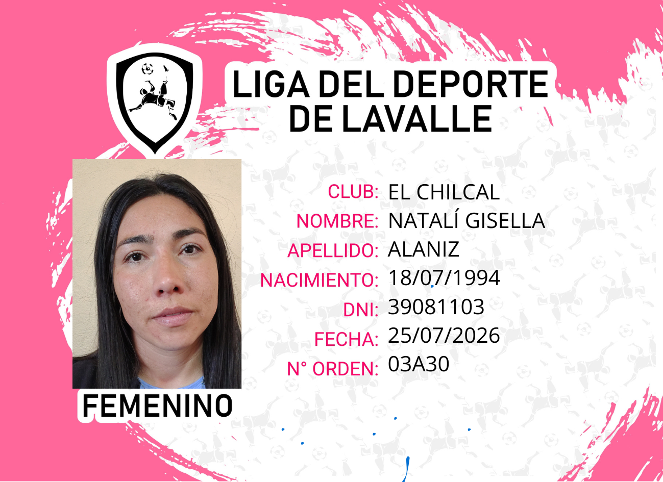 Foto carnet ALANIZ NATALI  GISELLA