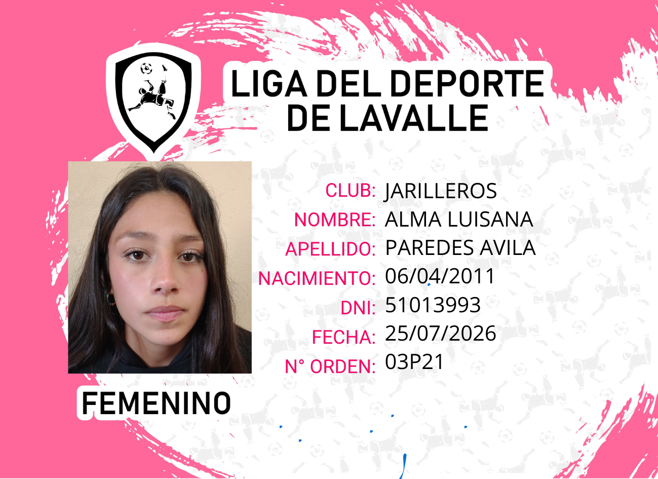 Foto carnet PAREDES AVILA ALMA LUISANA 