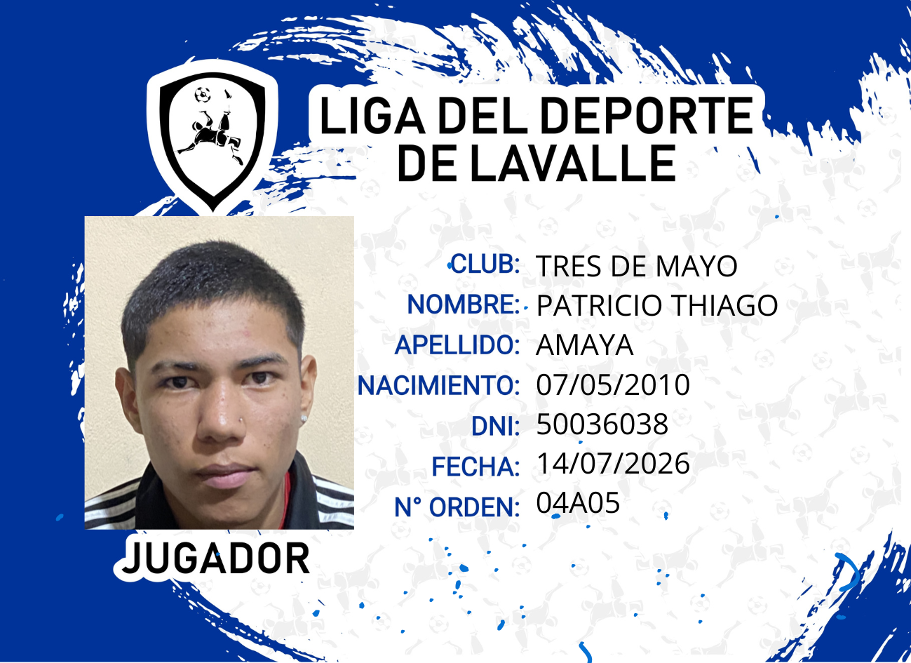 Foto carnet AMAYA, PATRICIO THIAGO