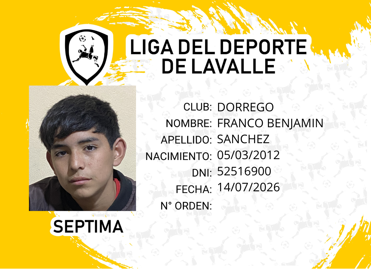 Foto carnet SANCHEZ, FRANCO BENJAMIN