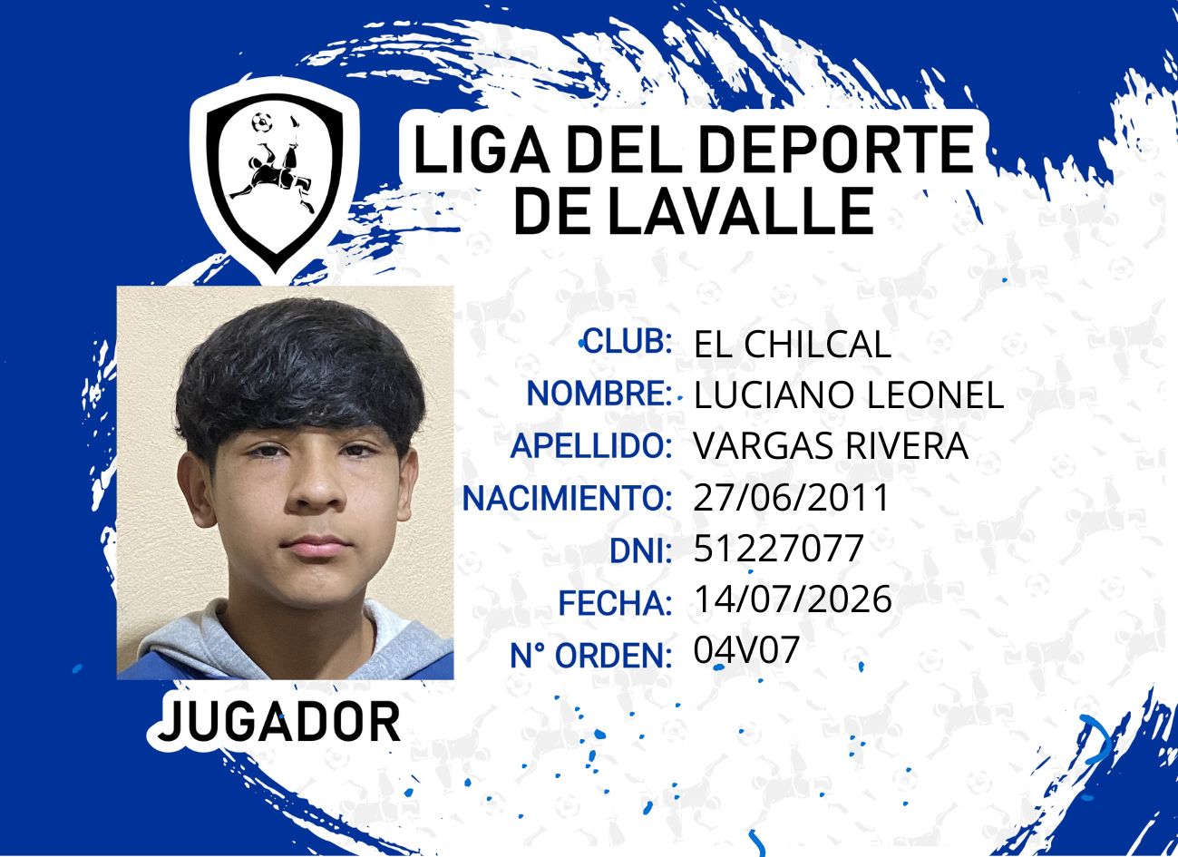 Foto carnet VARGAS RIVERA, LUCIANO LEONEL