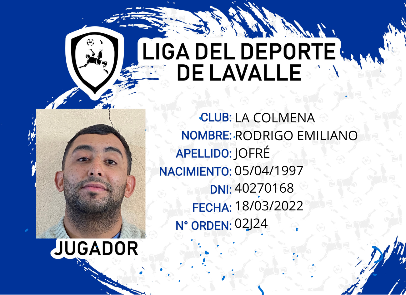 Foto carnet JOFRÉ RODRIGO EMILIANO