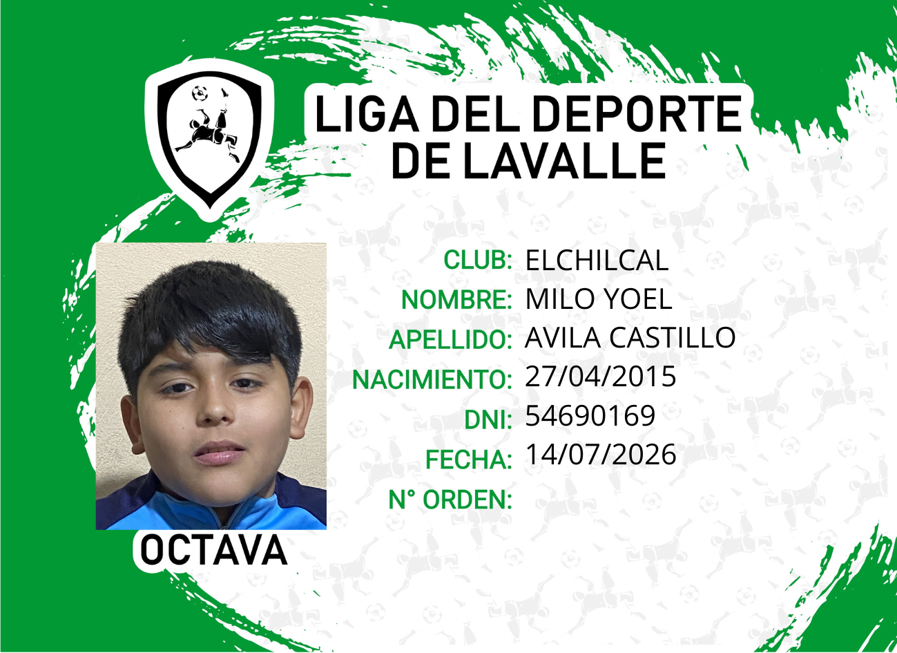 Foto carnet AVILA CASTILLO, MILO YOEL