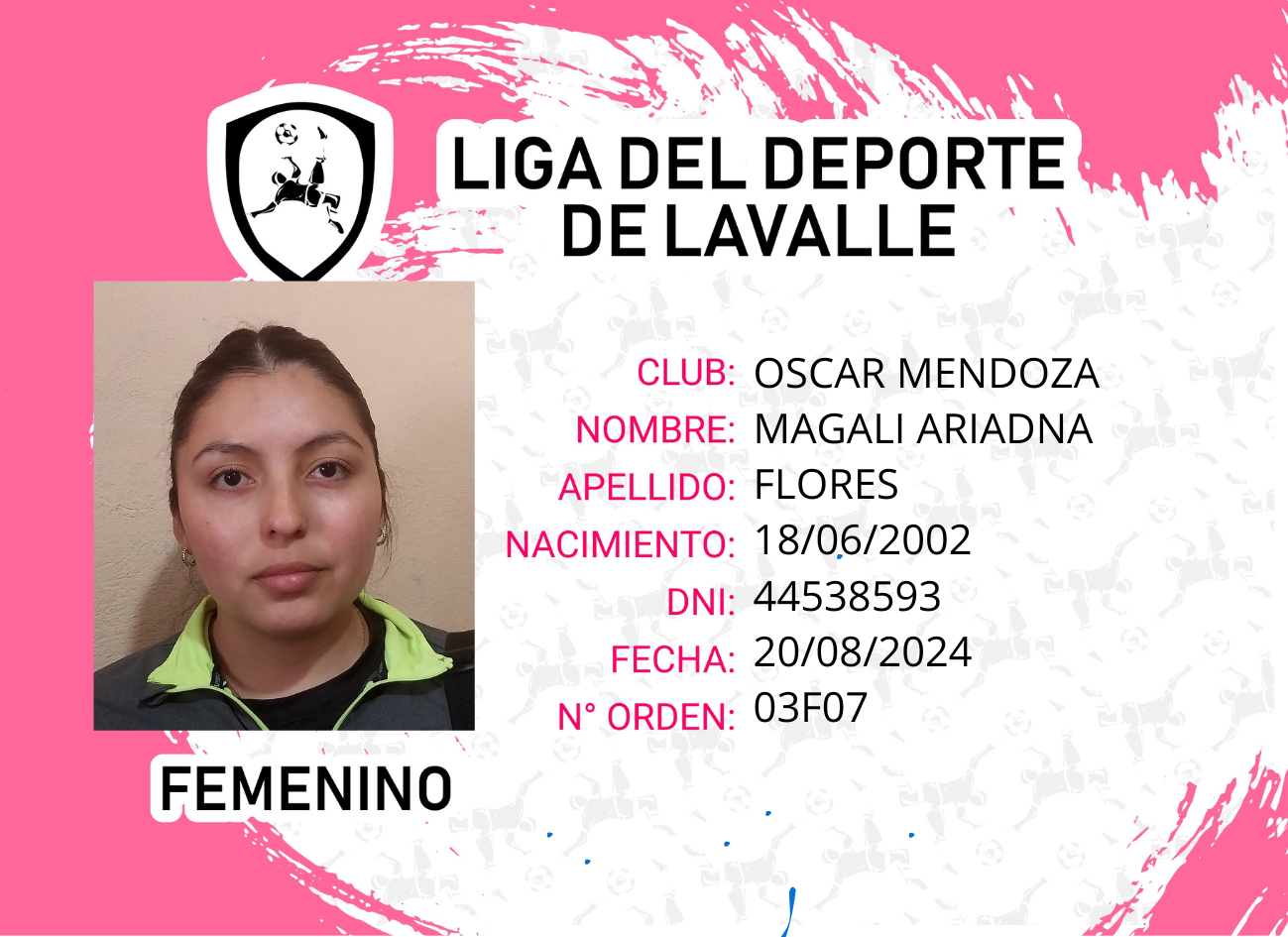 Foto carnet FLORES MAGALI ARIADNA