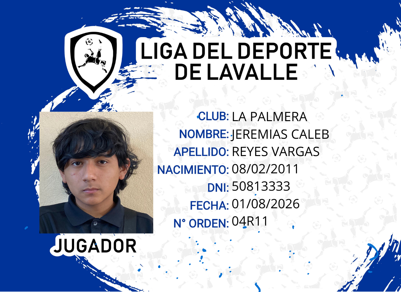 Foto carnet REYES VARGAS JEREMIAS CALEB