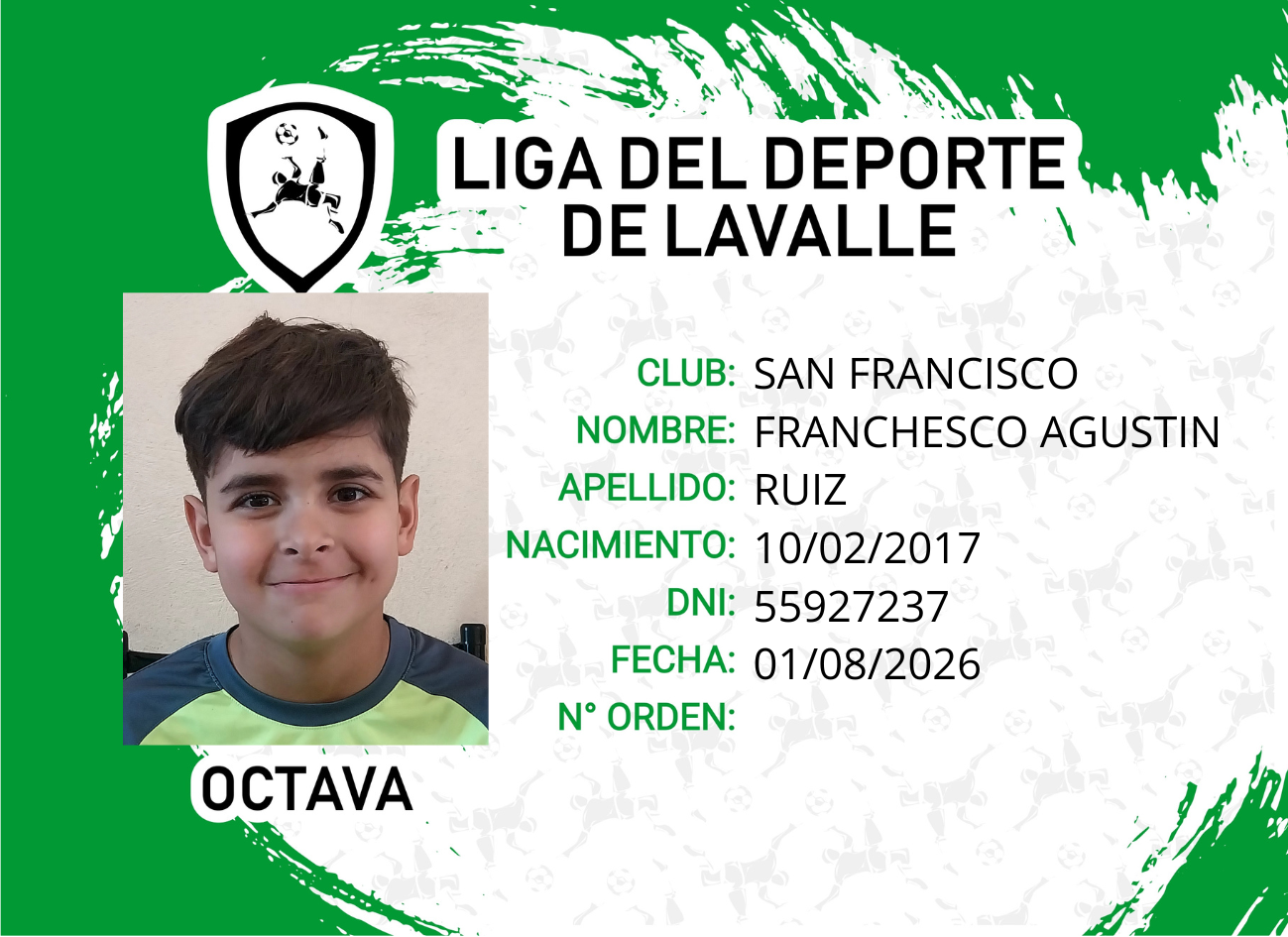 Foto carnet RUIZ FRANCHESCO AGUSTIN