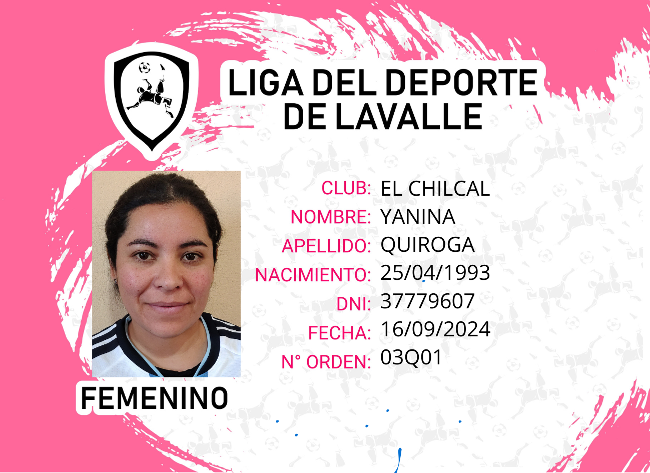 Foto carnet QUIROGA YANINA