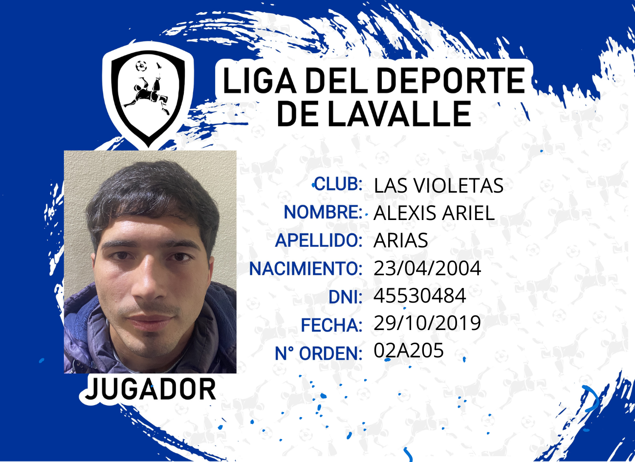 Foto carnet ARIAS, ALEXIS ARIEL