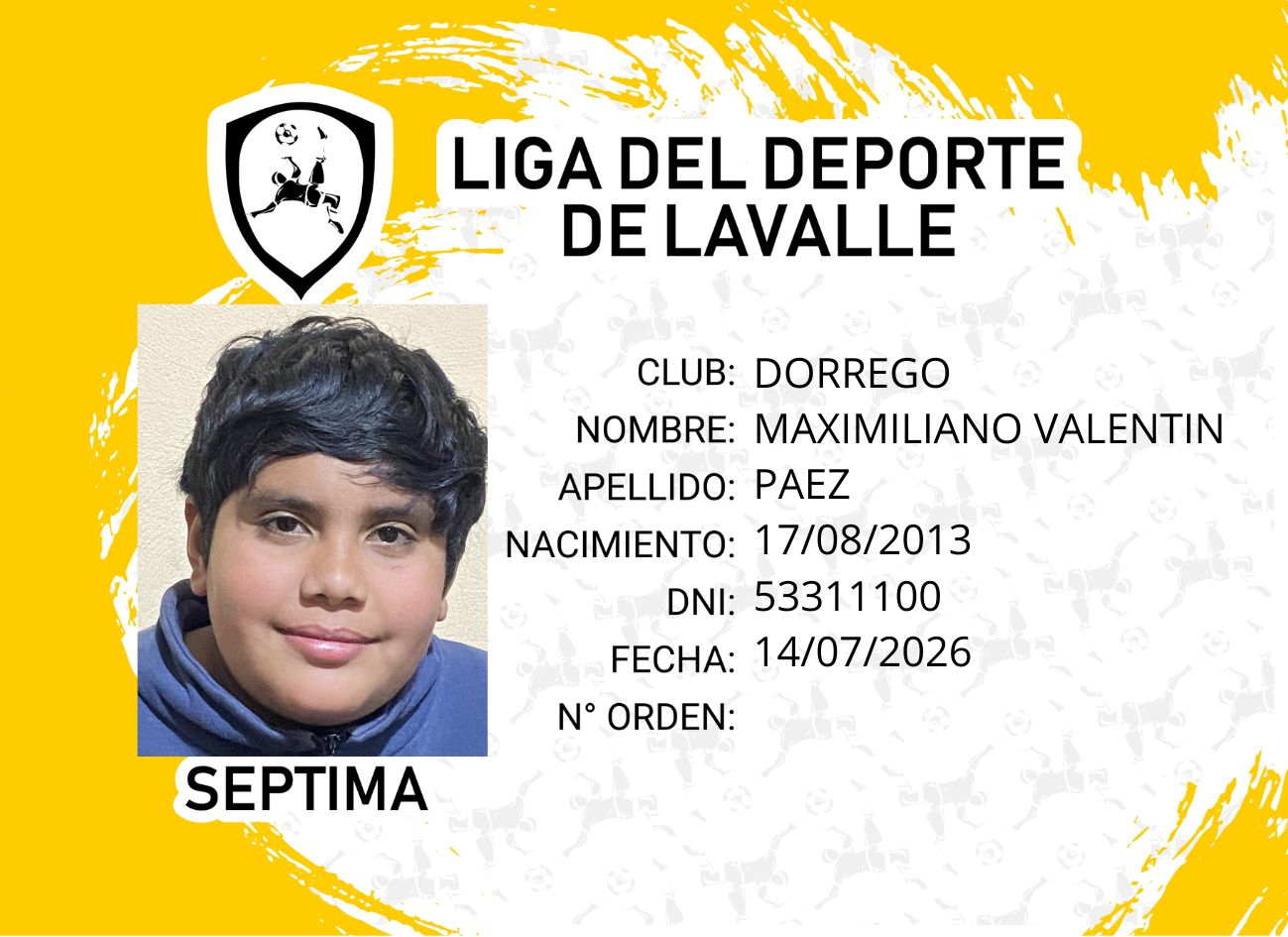 Foto carnet PAEZ, MAXIMILIANO VALENTIN
