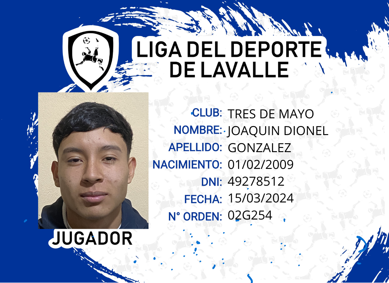 Foto carnet GONZALEZ, JOAQUIN DIONEL