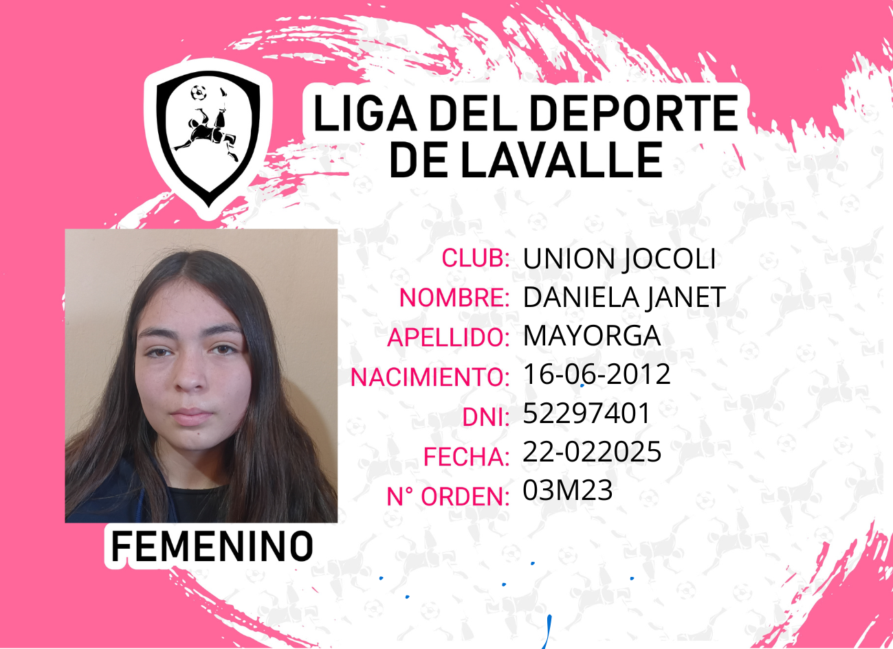 Foto carnet MAYORGA DANIELA JANET