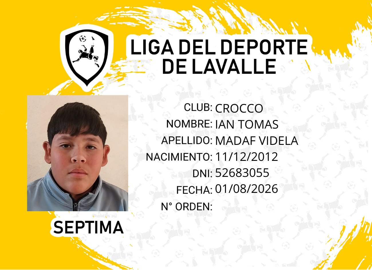 Foto carnet MADAF VIDELA IAN TOMAS