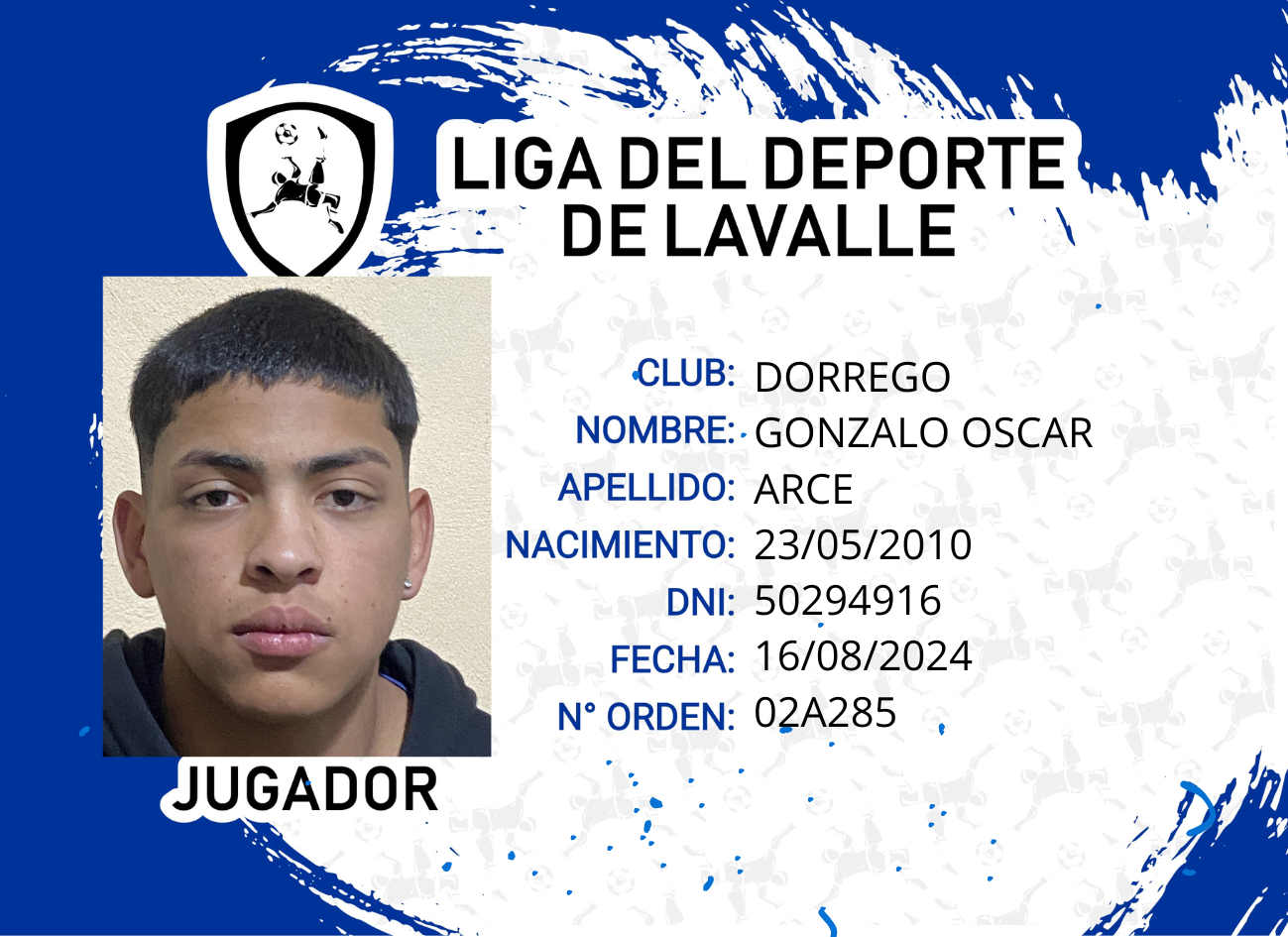 Foto carnet ARCE, GONZALO OSCAR