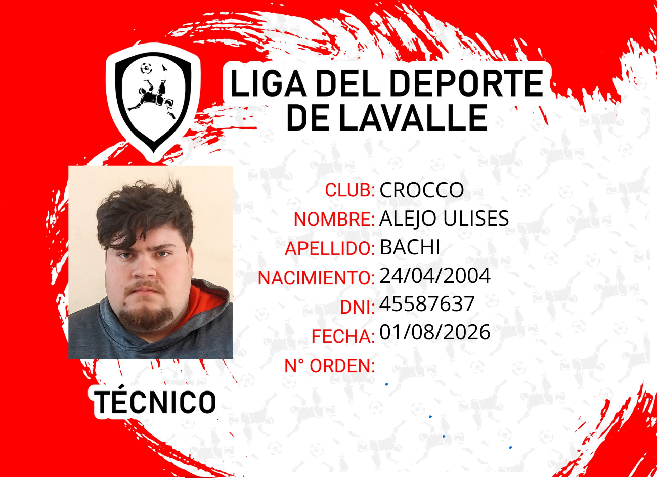 Foto carnet BACHI ALEJO ULISES