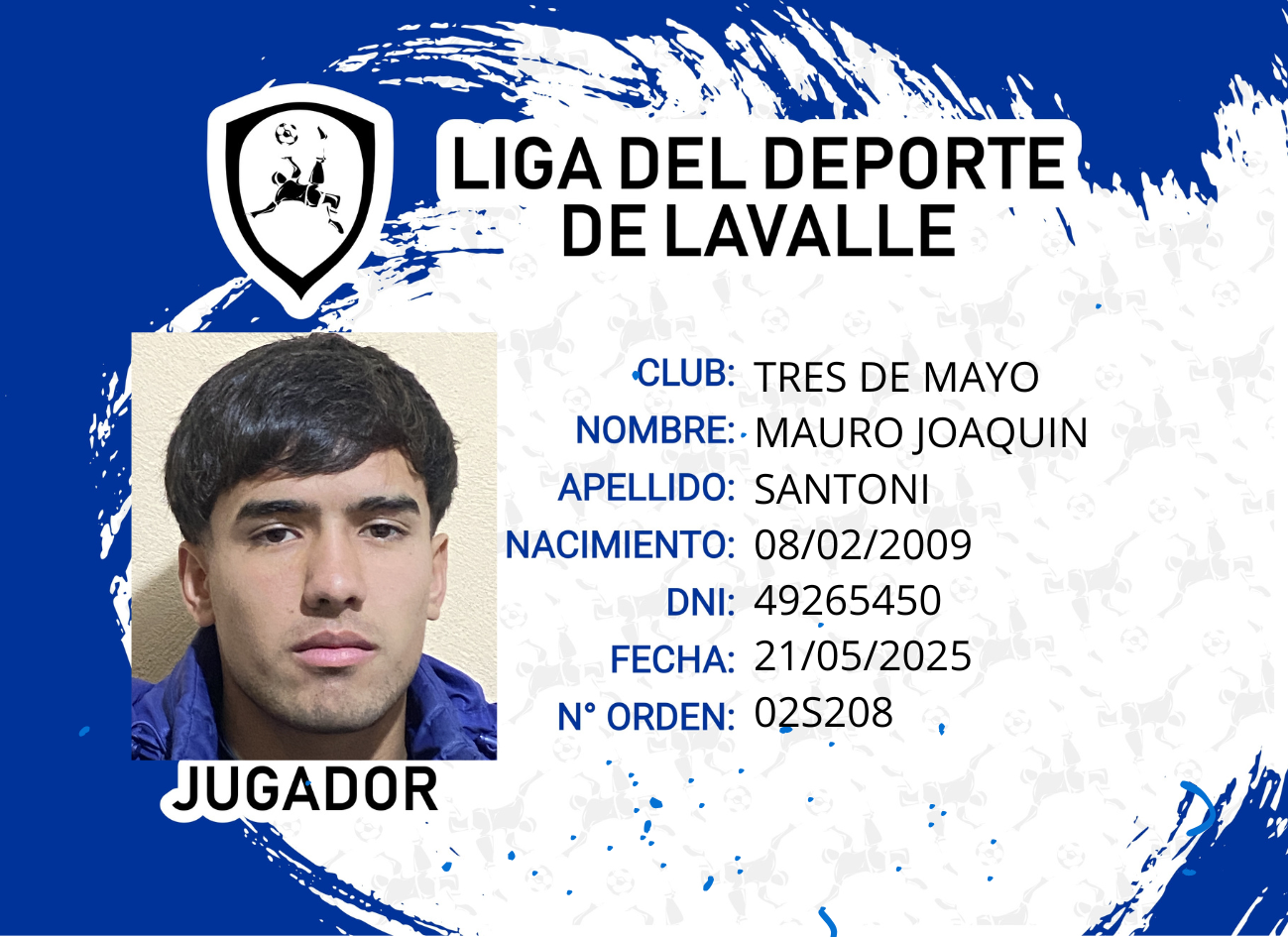 Foto carnet SANTONI, MAURO JOAQUIN