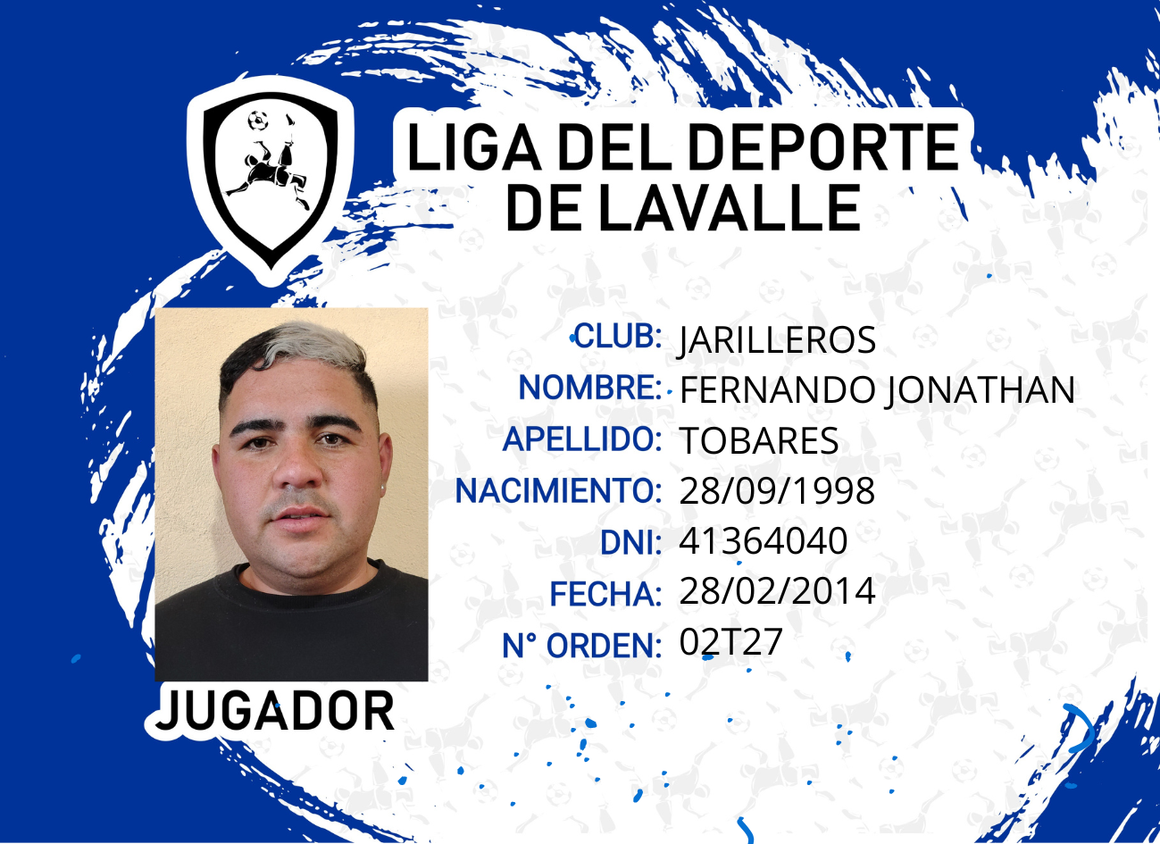 Foto carnet TOBARES FERNANDO JONATHAN