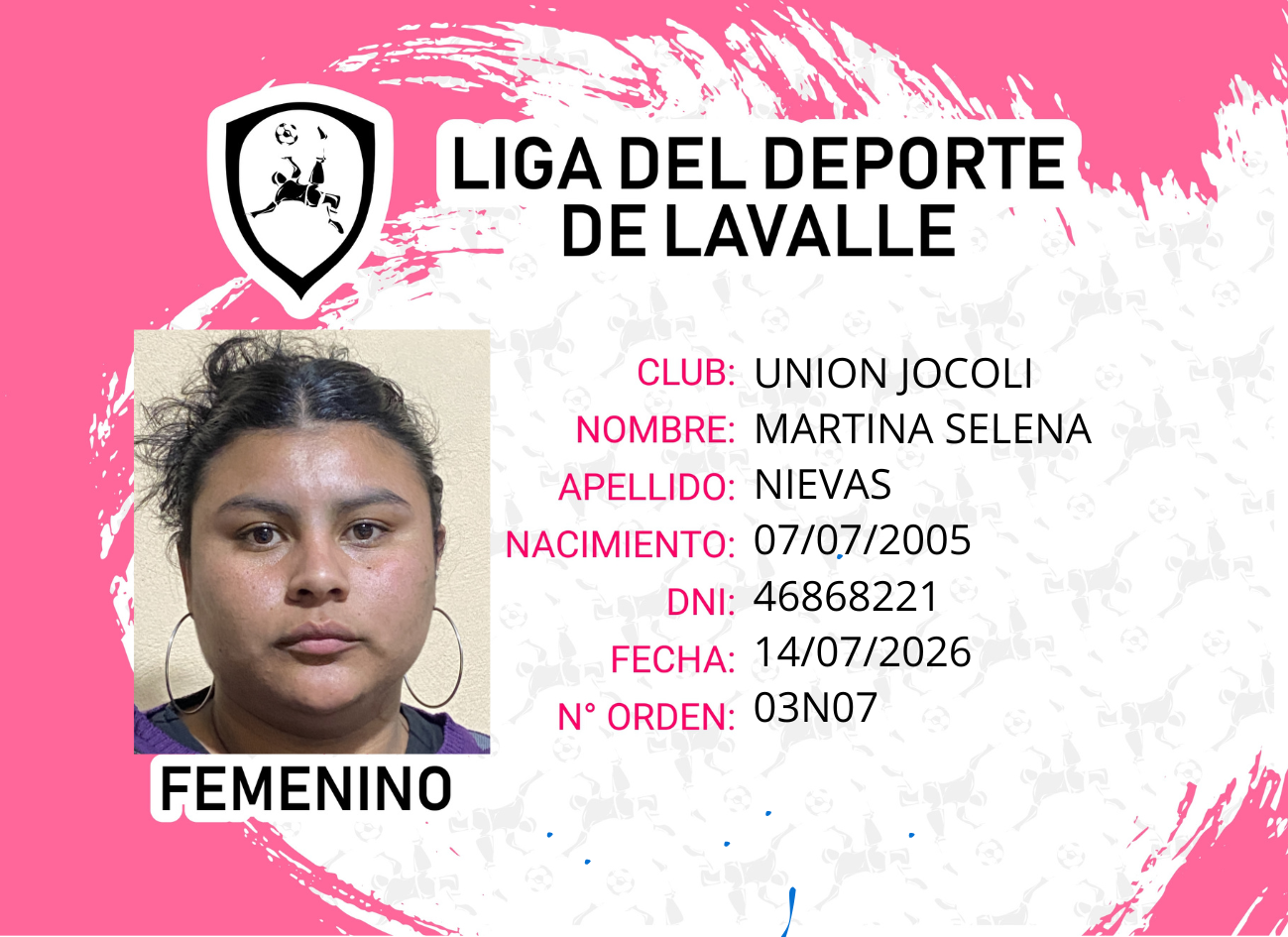 Foto carnet NIEVAS, MARTINA SELENA