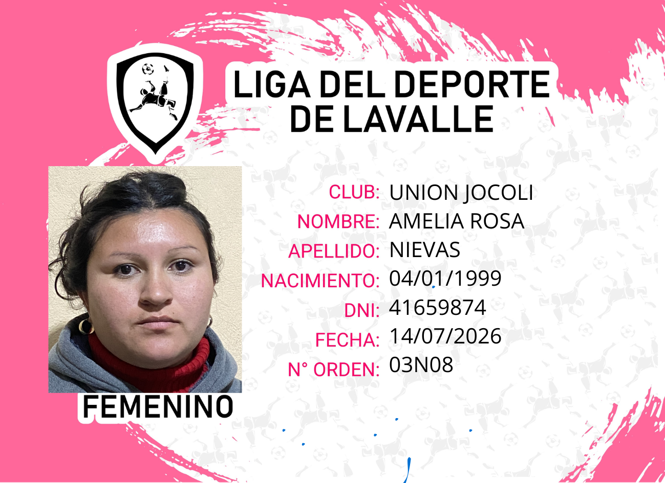Foto carnet NIEVAS, AMELIA ROSA
