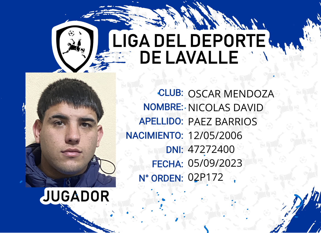 Foto carnet PAEZ BARRIOS, NICOLAS DAVID