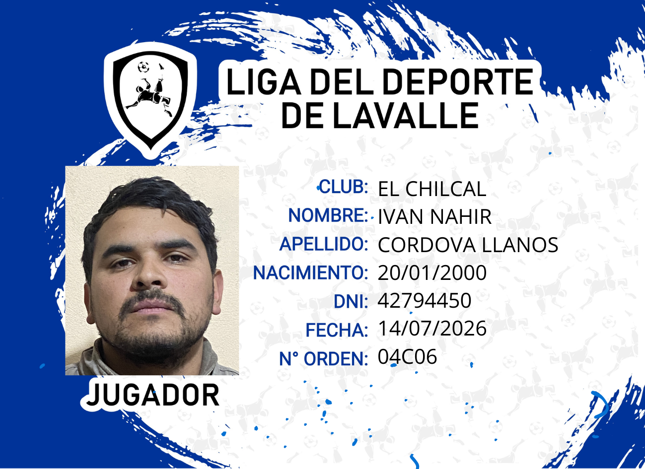 Foto carnet CORDOVA LLANOS, IVAN NAHIR