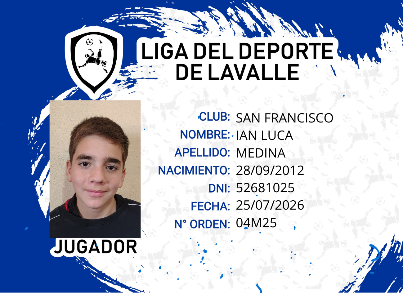 Foto carnet MEDINA IAN LUCA