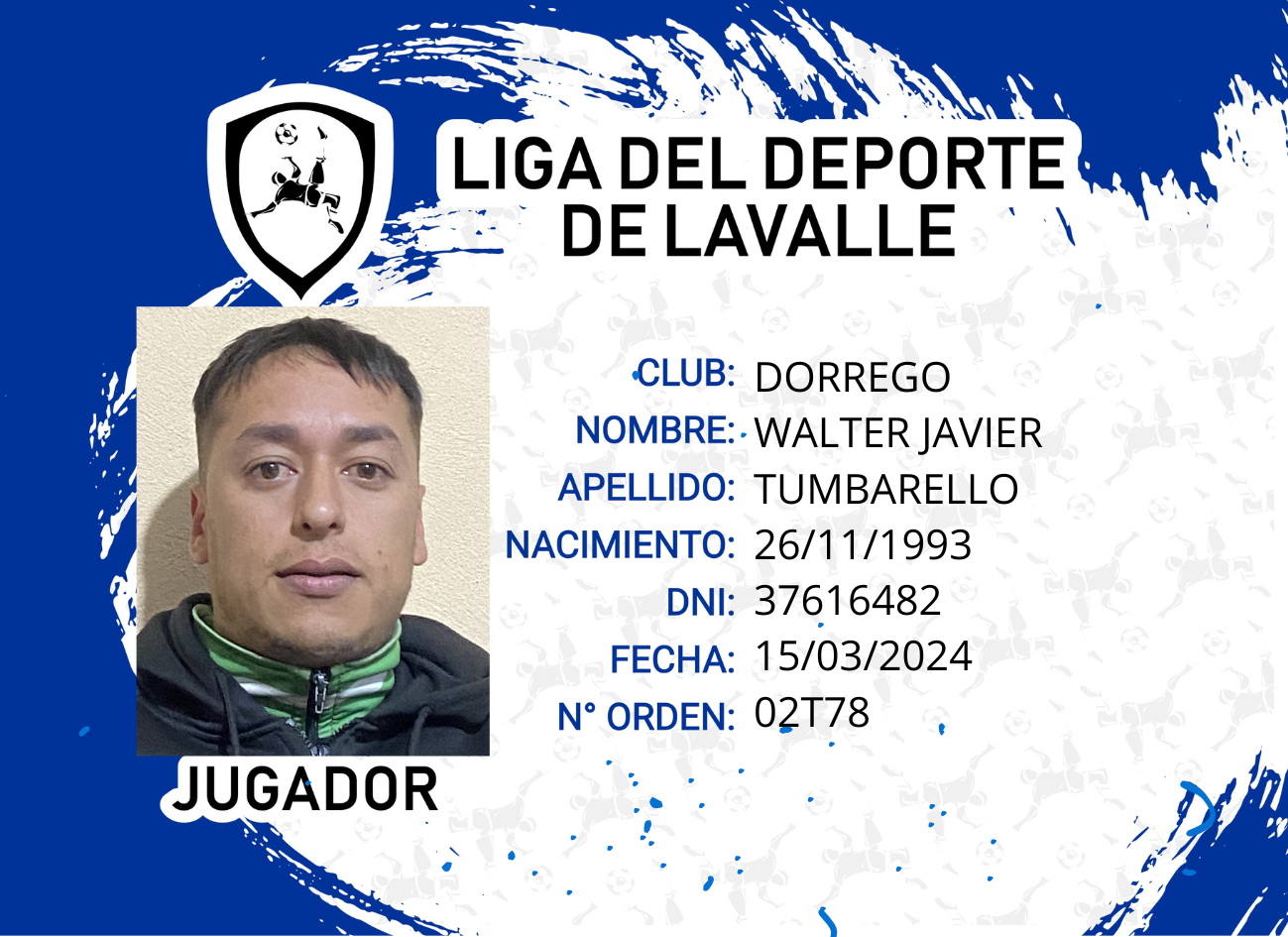 Foto carnet TUMBARELLO, WALTER JAVIER