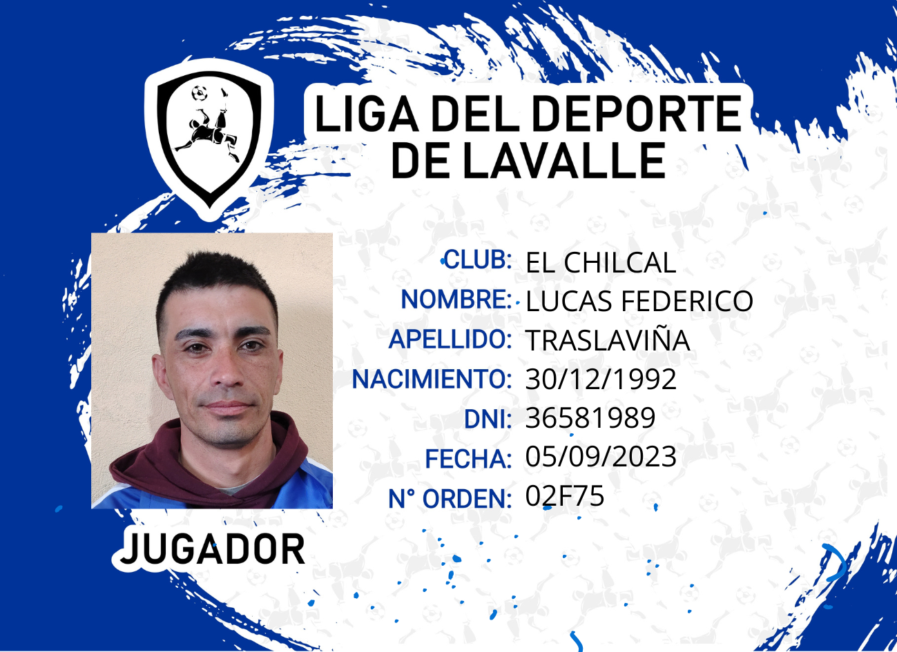 Foto carnet TRASLAVIÑA LUCAS FEDERICO